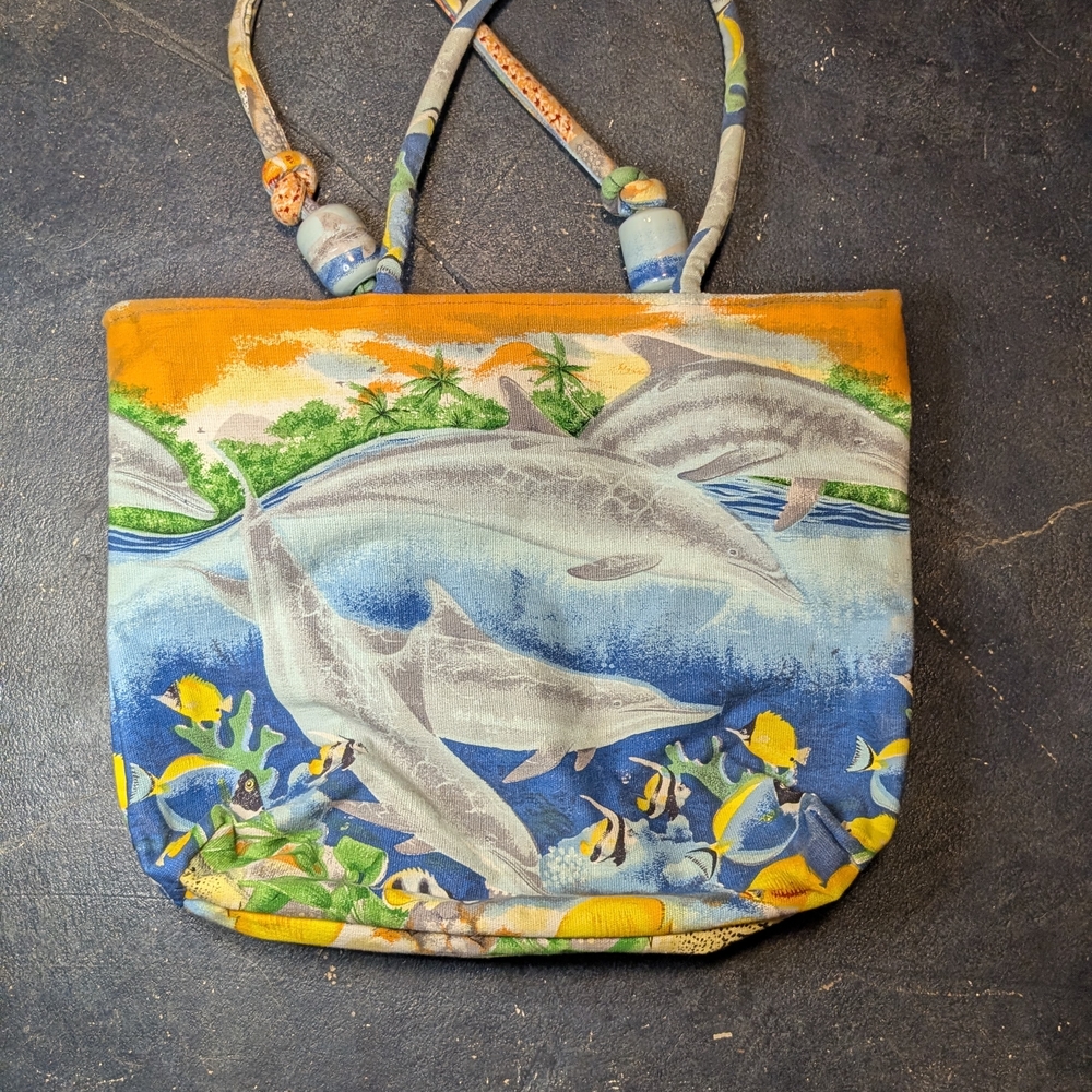 Colorful Dolphin Print Tote Bag